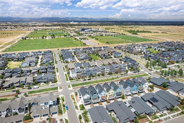 5880 Beeler Ct, Denver, CO 80238 - aerial overview of property's location with nearby suburban area and mountains