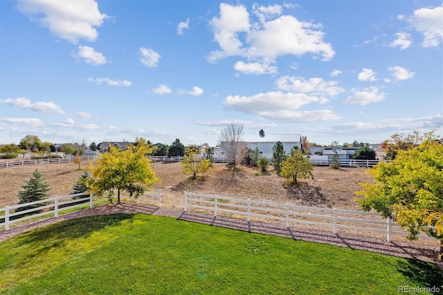 view of yard with a rural view