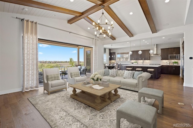 27381 E Lakeview Dr, Aurora, CO 80016 - living area with a chandelier, recessed lighting, and dark wood-style floors