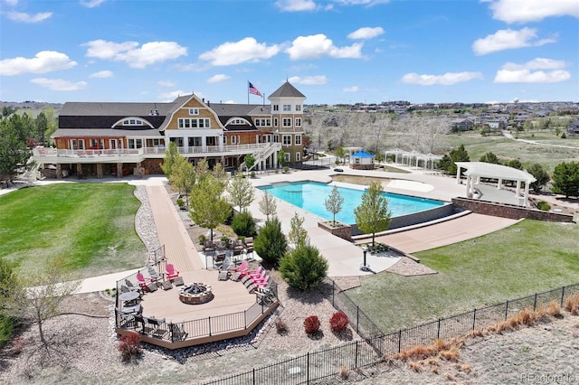 27381 E Lakeview Dr, Aurora, CO 80016 - view of pool with a deck, stairs, and a patio