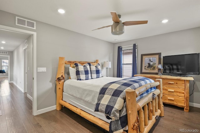5841 Alton St, Denver, CO 80238 - bedroom featuring wood finished floors, a ceiling fan, and recessed lighting