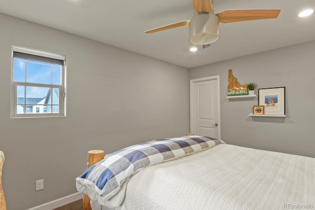 5841 Alton St, Denver, CO 80238 - bedroom featuring recessed lighting, ceiling fan, and wood finished floors