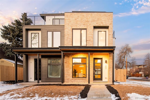 modern home featuring a balcony