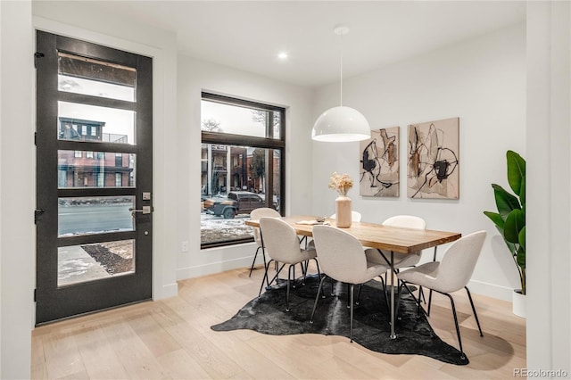 dining space featuring hardwood / wood-style floors