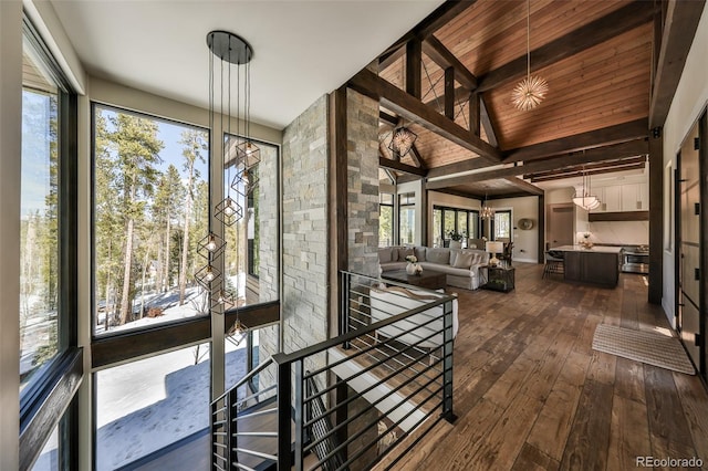dining area with dark wood-style floors