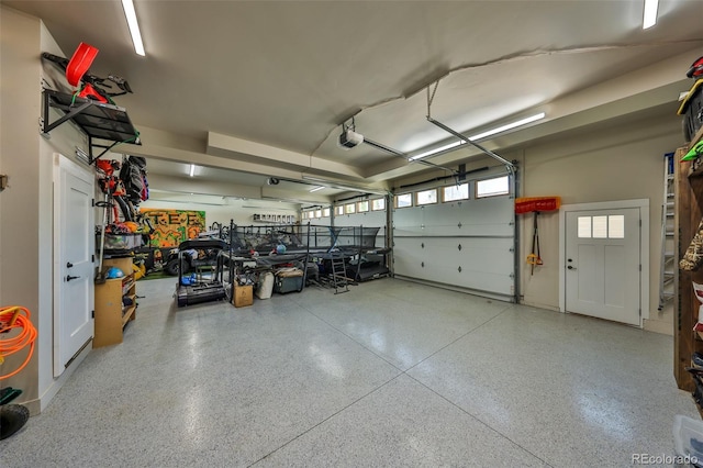 garage with a garage door opener