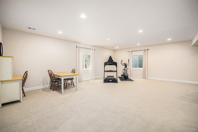 3406 Quicksilver Rd, Frederick, CO 80516 - workout area featuring light carpet and recessed lighting