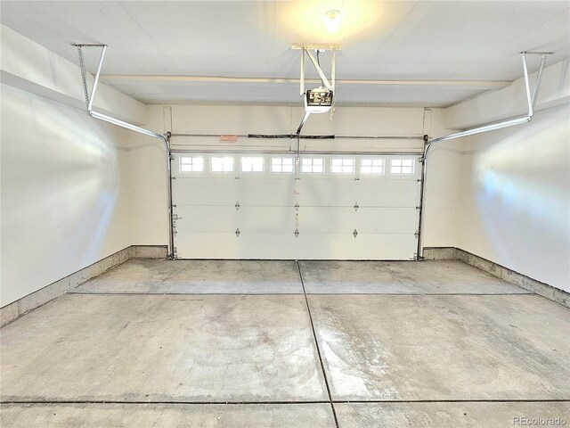 garage with a garage door opener