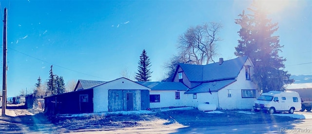 view of snow covered building