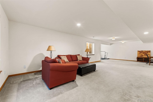 living room with carpet floors