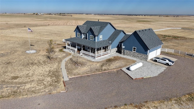 aerial view featuring a rural view