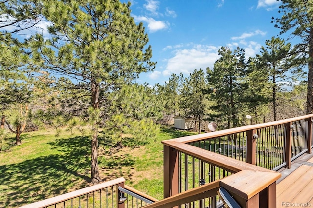 deck featuring a yard