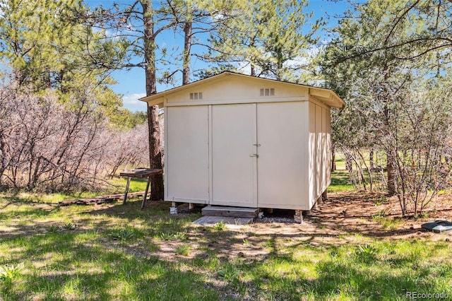 view of shed