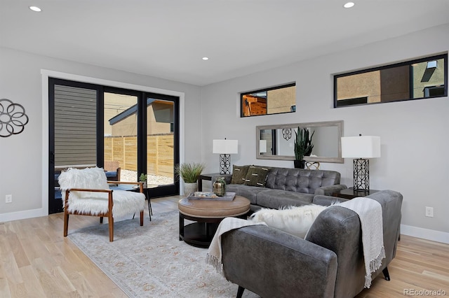 living room with light wood-type flooring