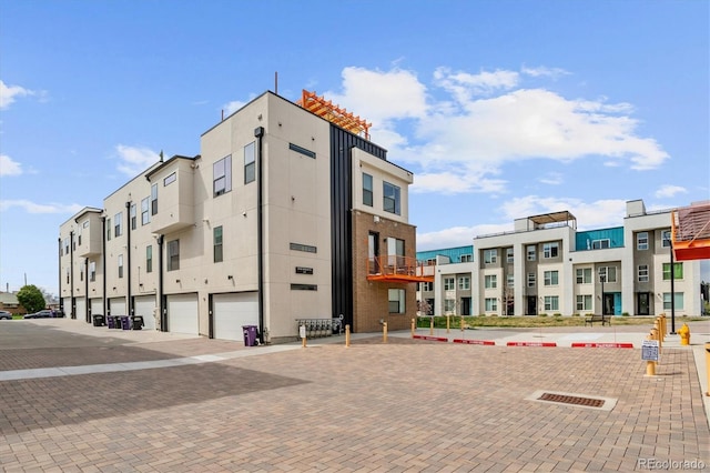 view of building exterior featuring a garage