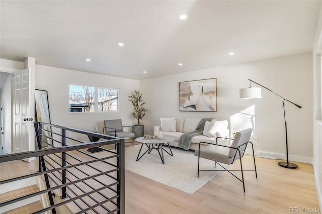 living room featuring light hardwood / wood-style flooring