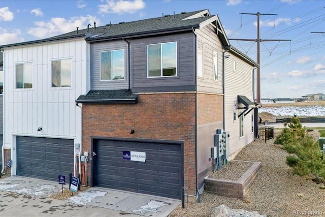 exterior space featuring a garage