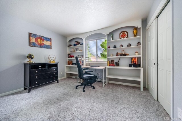 4571 S Memphis St, Aurora, CO 80015 - office area with carpet flooring, a textured ceiling, and baseboards