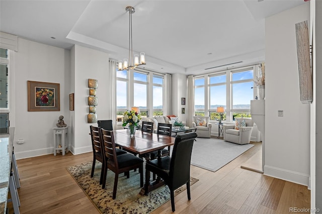 dining room featuring a chandelier and light hardwood / wood-style floors