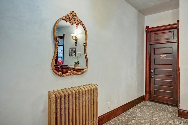 entryway with radiator heating unit