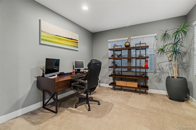 view of carpeted office space