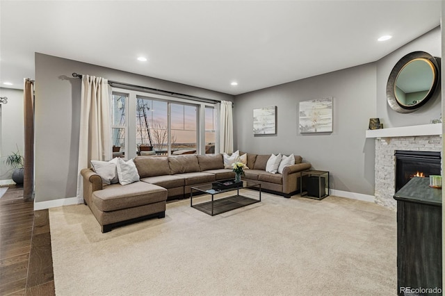 living room featuring carpet flooring