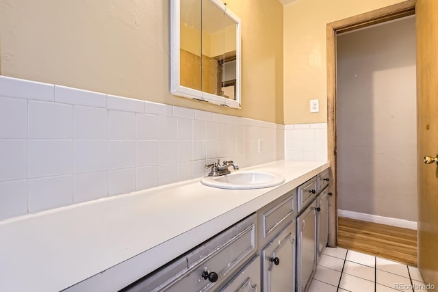 bathroom with vanity and tile patterned floors