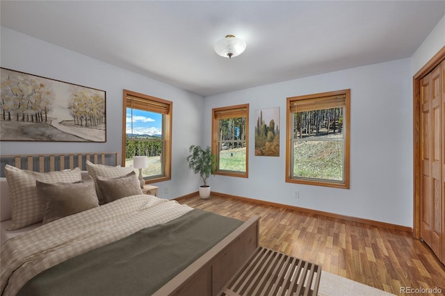 bedroom with hardwood / wood-style floors