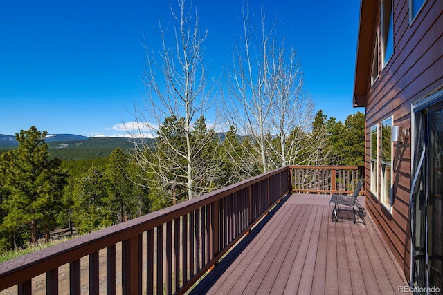 deck with a mountain view