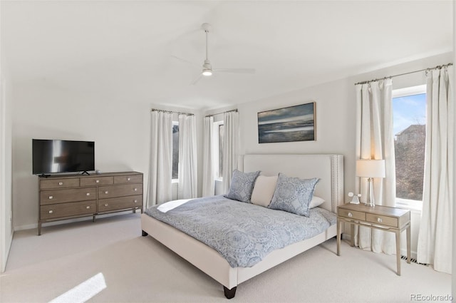 bedroom featuring carpet floors and a ceiling fan