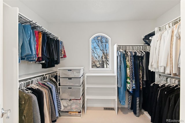 walk in closet featuring visible vents