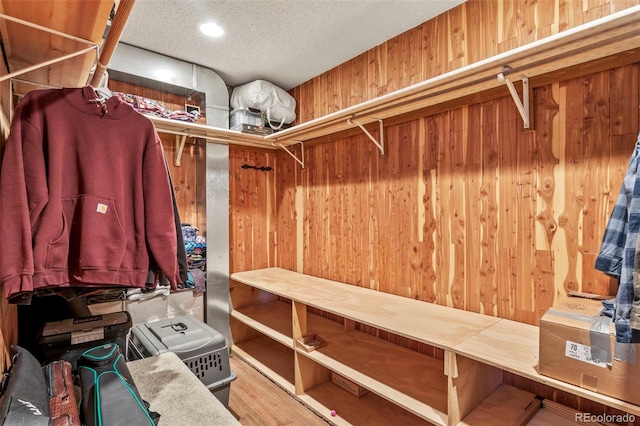 walk in closet featuring wood finished floors