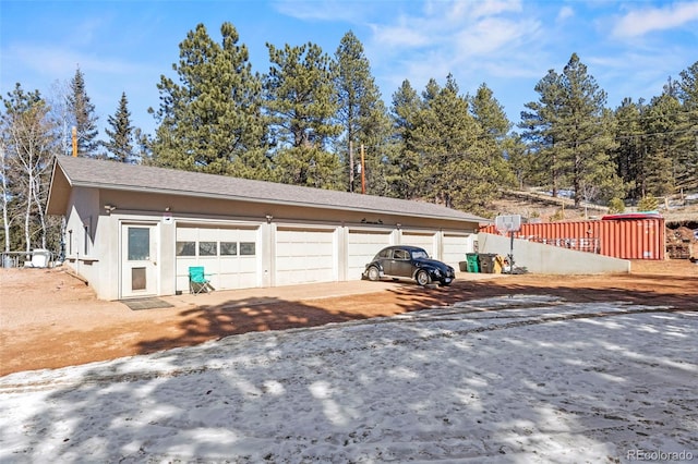 view of detached garage