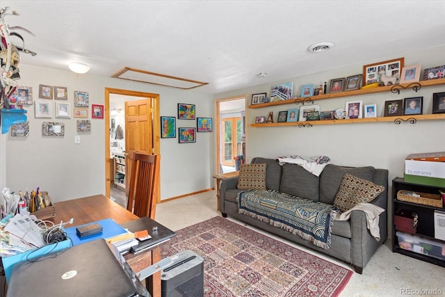 living room featuring carpet floors