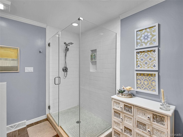 3481 S Race St, Englewood, CO 80113 - full bath with a shower stall and crown molding