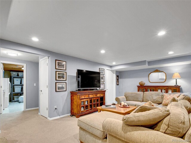 3481 S Race St, Englewood, CO 80113 - living room with light carpet and recessed lighting