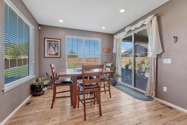 dining room with light hardwood / wood-style floors