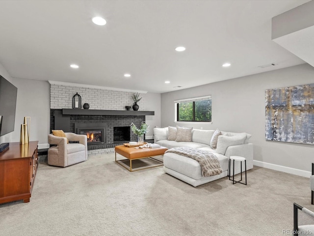 7055 E Heritage Pl S, Centennial, CO 80111 - living area with a fireplace, carpet, recessed lighting, and baseboards
