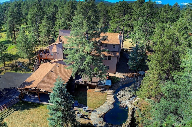 28051 Camel Heights Cir, Evergreen, CO 80439 - aerial view of property and surrounding area with a heavily wooded area
