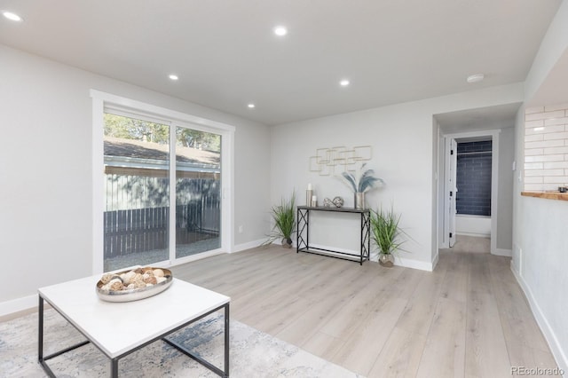 living room featuring light wood-type flooring