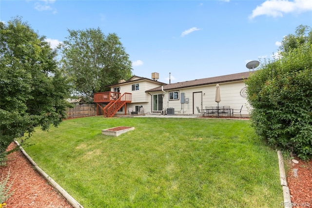 12705 W Chenango Ave, Morrison, CO 80465 - rear view of house with stairs, a deck, and a patio