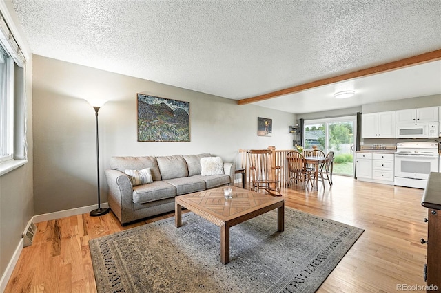 2011 S Vallejo St, Denver, CO 80223 - living area featuring a textured ceiling and light wood-style flooring