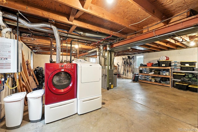 2011 S Vallejo St, Denver, CO 80223 - basement featuring separate washer and dryer and water heater