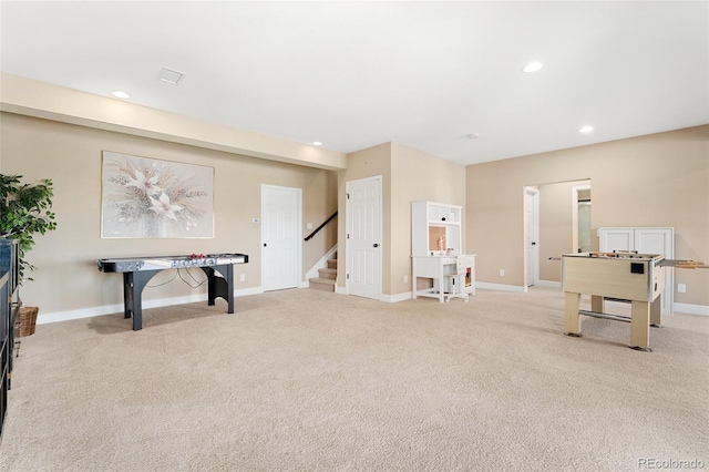 3278 Ghost Dance Dr, Castle Rock, CO 80108 - game room featuring light colored carpet and recessed lighting