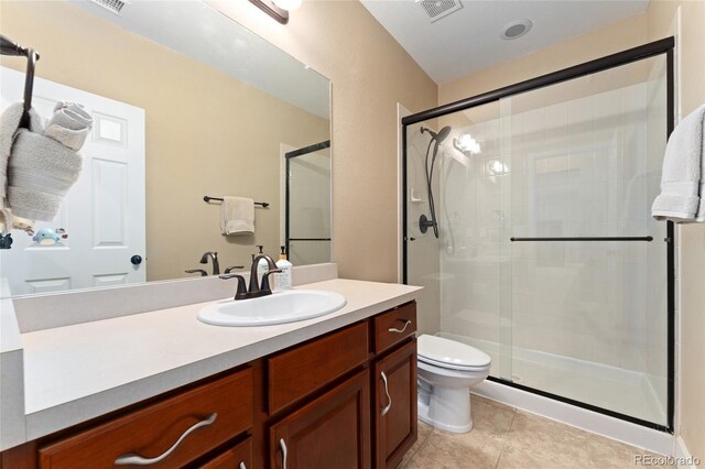 3278 Ghost Dance Dr, Castle Rock, CO 80108 - full bath with vanity, a stall shower, and tile patterned flooring