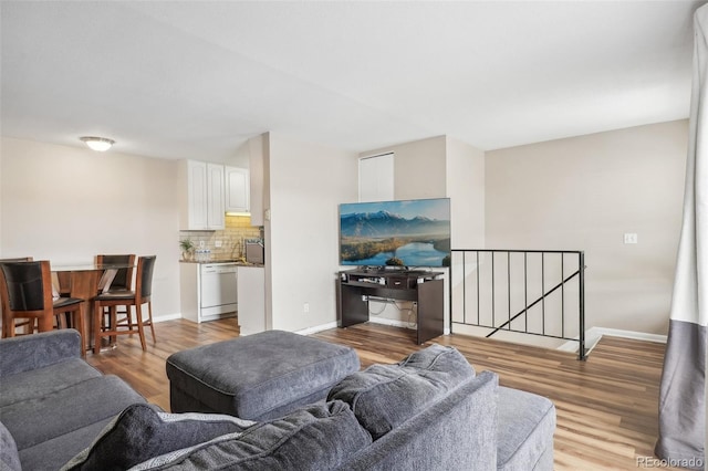 living room featuring light wood-type flooring