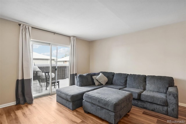 living room with hardwood / wood-style flooring