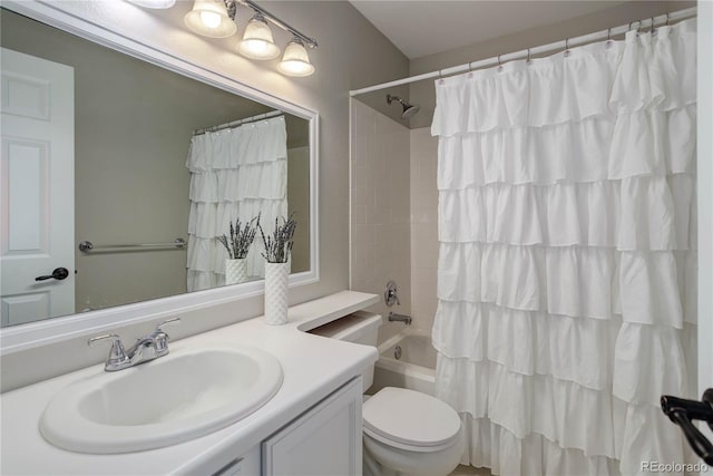 8652 Aberdeen Cir, Highlands Ranch, CO 80130 - full bathroom with vanity, toilet, and shower / tub combo with curtain