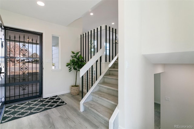 entrance foyer with wood-type flooring