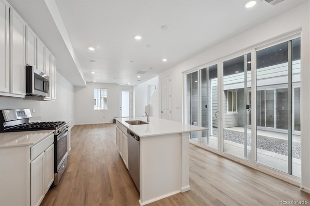 1242 Penner Dr, Erie, CO 80026 - kitchen with a sink, stainless steel appliances, recessed lighting, and light wood finished floors